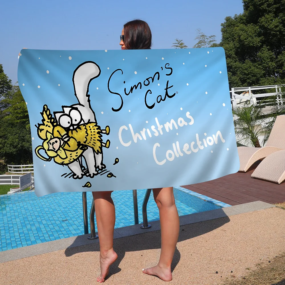 S-Simons C-Cat Big Microfiber Beach Towels Quick Dry Towel Sand Beach Towels Pool Towel For Travel Swim Pool Yoga 2