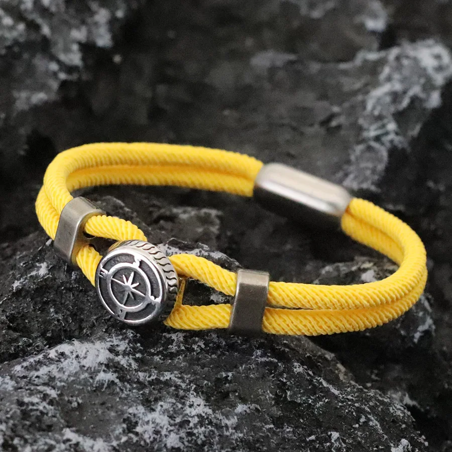 Viking Nautical Compass Bilayer Rope Bracelet for Men