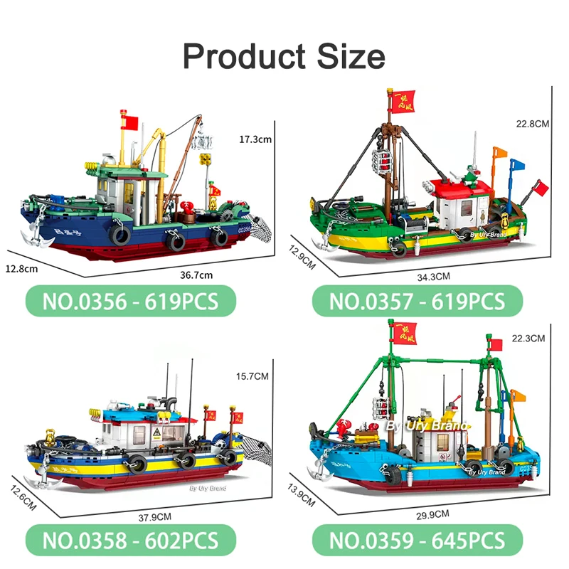 Fishing Boat Building Blocks Bricks Ship Fisherman Figures