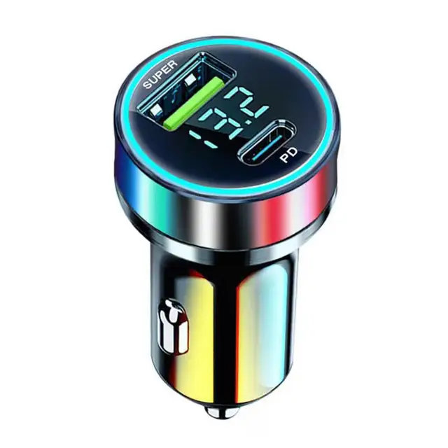 Quick Car Charger 12-24V Dual USB Type C 120W+PD20W Fast Charger For IPhone13 Pro Phone Car Fast Charging 6