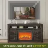 58" Farmhouse TV Stand with Fireplace, Sliding Barn Door Rustic Media Console with 2 Storage Shelves, Wood Television Stand 3