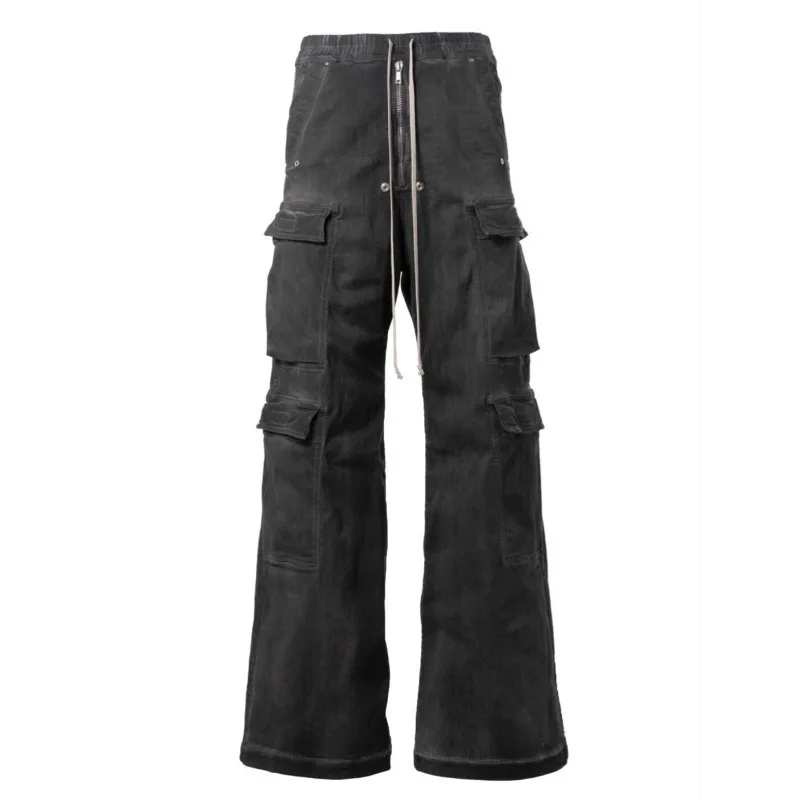 PFNW High Street Drawstring Zipper Sliced Wide Leg Cargo Pants Msn's Casual Loose Straight Trousers Loose Denim Pants 28W5963 6