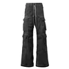 PFNW High Street Drawstring Zipper Sliced Wide Leg Cargo Pants Msn's Casual Loose Straight Trousers Loose Denim Pants 28W5963 6