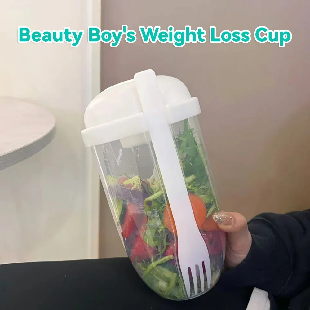 Bottle Shaped Bento Salad Bowl Fork Salad Bowl Lunch Box Portable Bottle Container Dinner Plate Plates