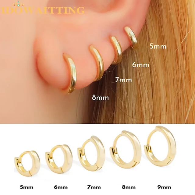 Cubic Zirconia 9mm Huggie Hoop Earrings in 10K Solid Gold | Banter