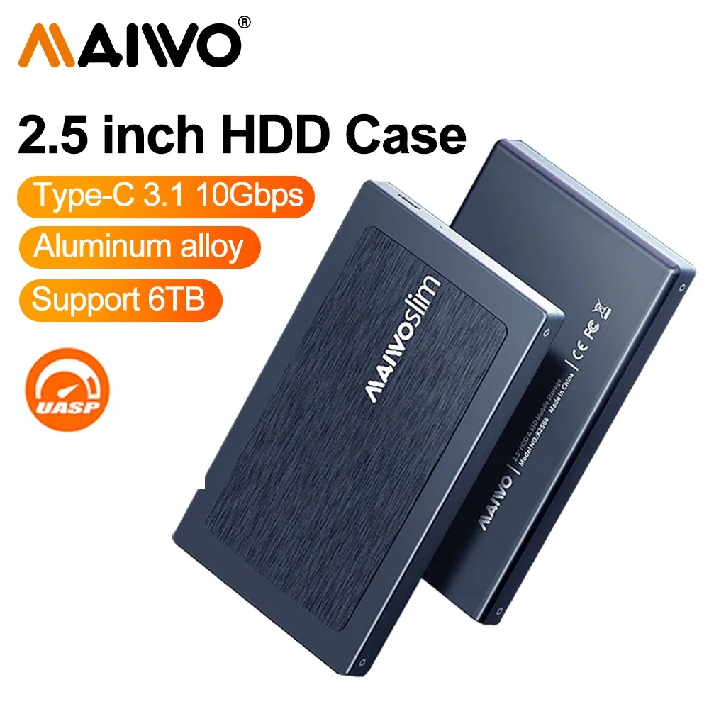 

MAIWO USB C Hard Drive Enclosure for 2.5" SATA SSD HDD Aluminum Type-C to SATA Adapter USB 3.1 Gen 2 Support UASP For PC MacBook