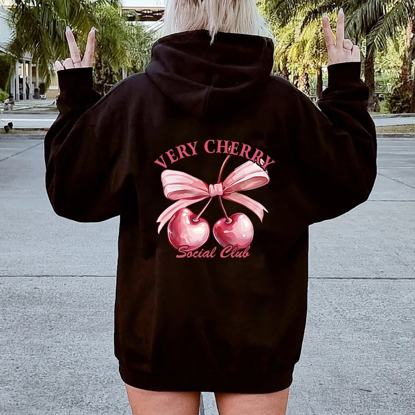 Coquette Cherry Hoodie Have A Good Day Hoodie Words on Back