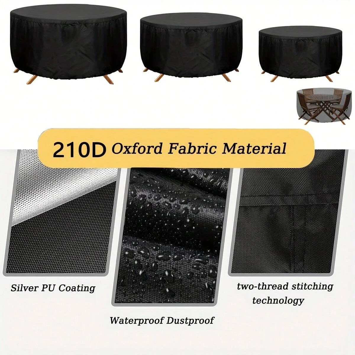 Durable Waterproof Outdoor Furniture Cover - UV & Wind Resistant, Dustproof Protector in Black