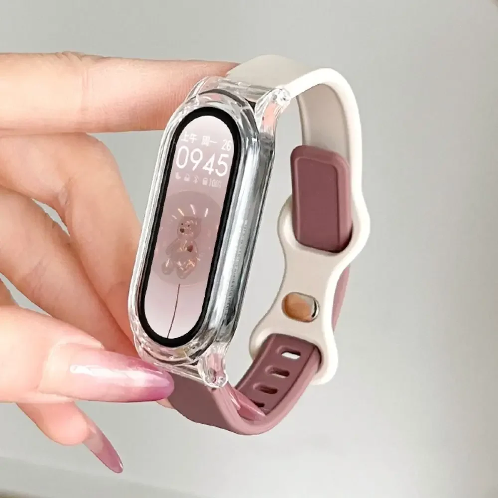 Sleek Two-Tone Button Style Watch Case with Breathable TPU Strap - Summer Edition