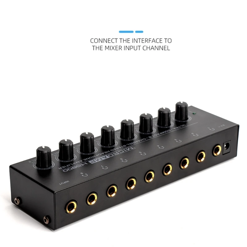 Ultra-Compact 8-Channel Headphone HA800 Stereo Amplifier Mixer Amplifier for Outdoor Performance Small Concert H8WD