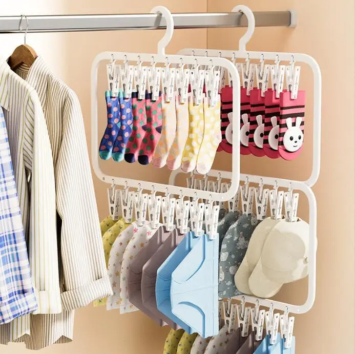 Multi-Clip Sock Drying Hanger:Multifunctional&Detachable,Ideal for Space-Saving Drying of Underwear,Towels,Socks,and Baby Clothe 1