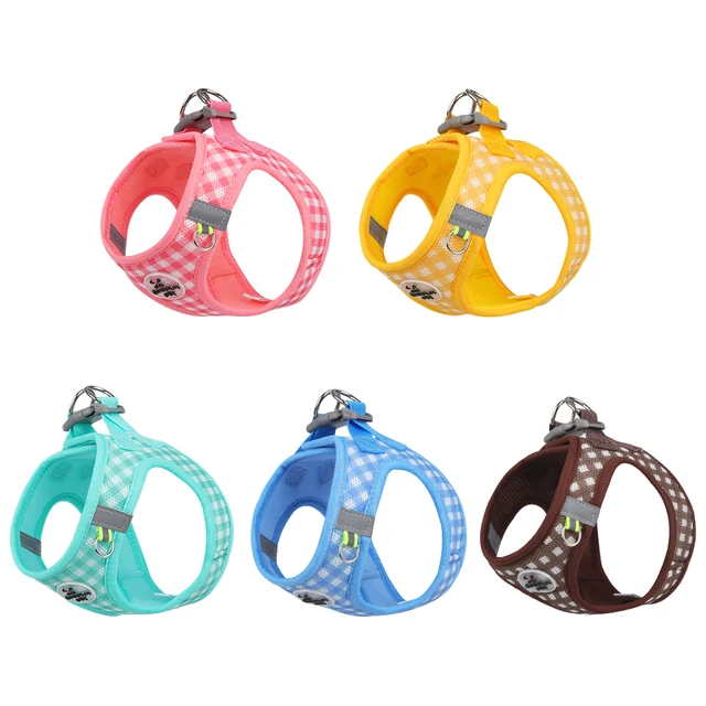 Cat Harness with Fresh Plaid Pattern, Adjustable and Reflective Pet Harness for Small Dogs and Cats, Anti-Breakage 5