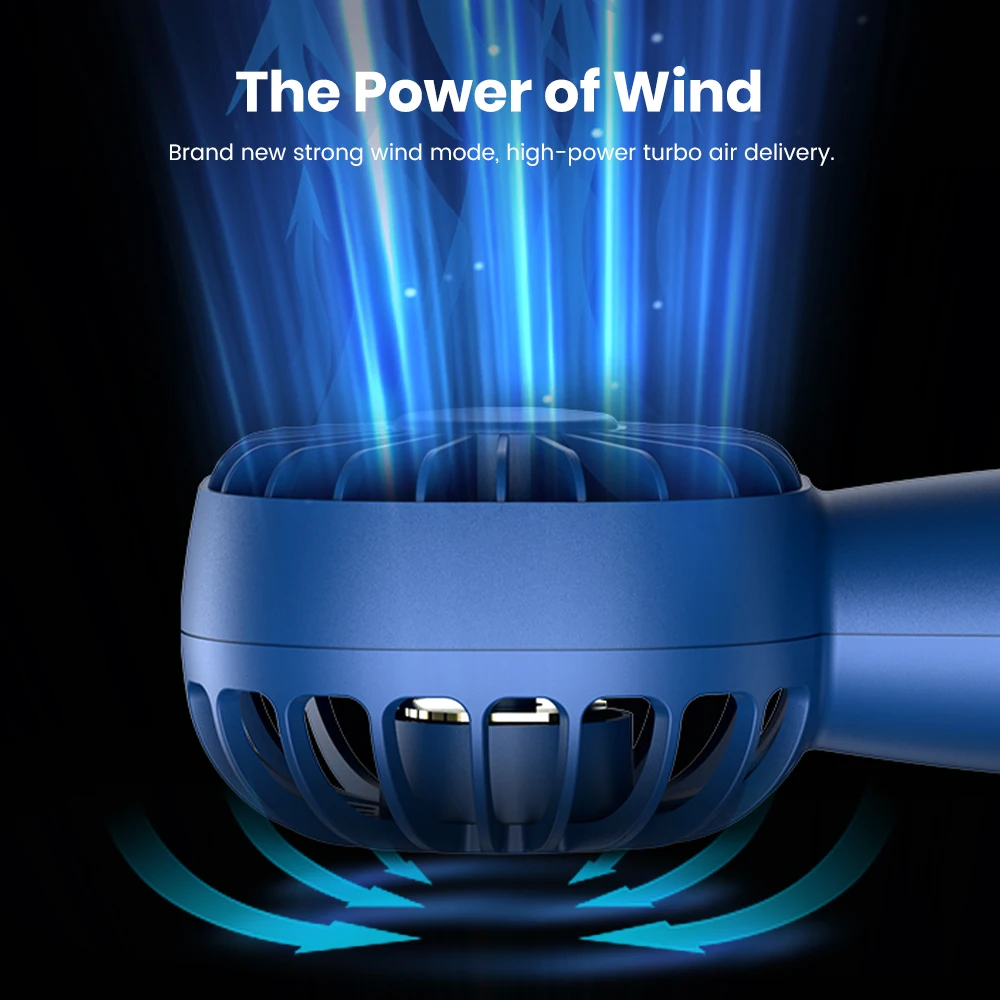 TOPK 1800mah Mini Portable fan,USB Electric Fan 3 Speeds rechargeable portable fan Eyelash hand fans for room Camping Supplies 3