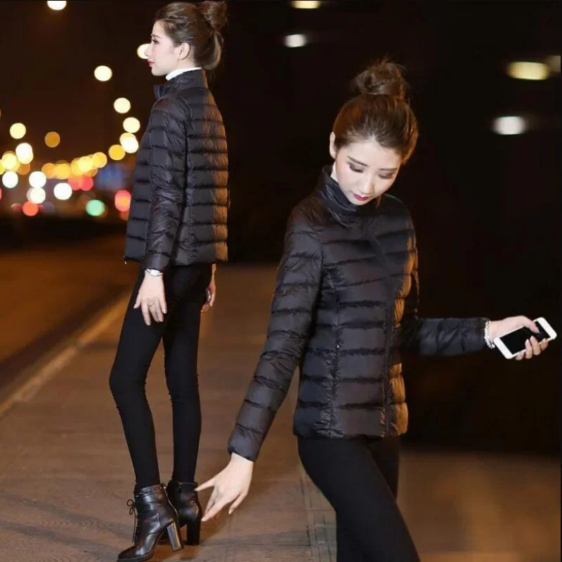 

Quilted Padded Thick Padding Duck Down Women's Jacket Short Black Cropped Female Coats in Promotion Youthful Clothes Winter Cold