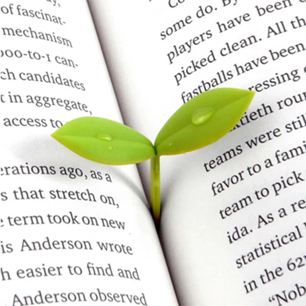 Green Bookmarks for Bookworm Reading Little Leaves Grass Buds