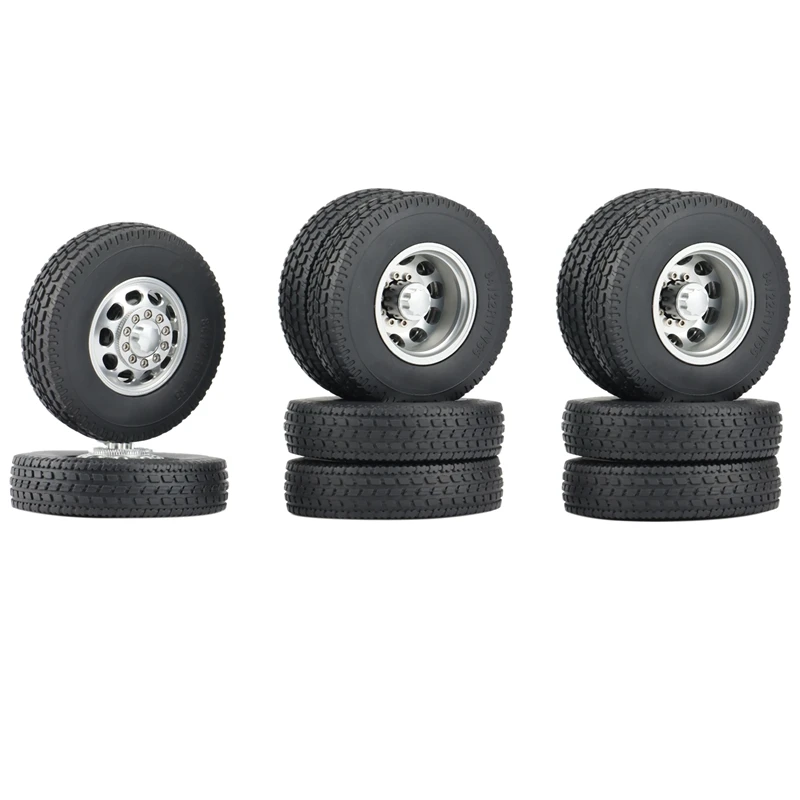

Metal Front & Rear Wheel Rim Hub With 22Mm Rubber Tires For 1/14 Tamiya Semi SCANIA RC Trailer Tractor Truck Car Parts