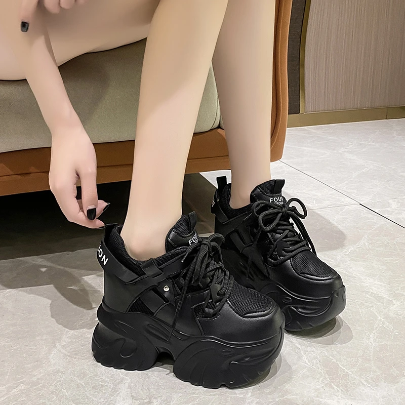 VEACAM Scarpe Sportive con Zeppa in Pelle da Donna con Supporto VEACAM Scarpe Sportive con Zeppa in Pelle da Donna con Supporto