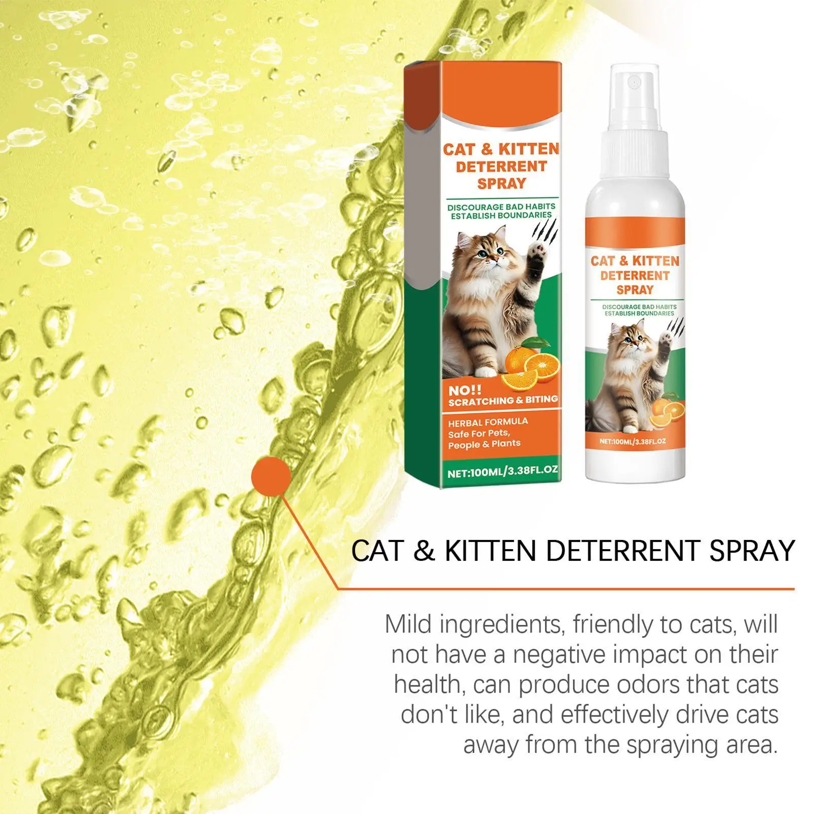 100ml 고양이 안티 스크래치 스프레이 오렌지 향기 소파 커튼 보호대 제한 구역 고양이 개 스크래치 방지 애완 동물 훈련 보조
