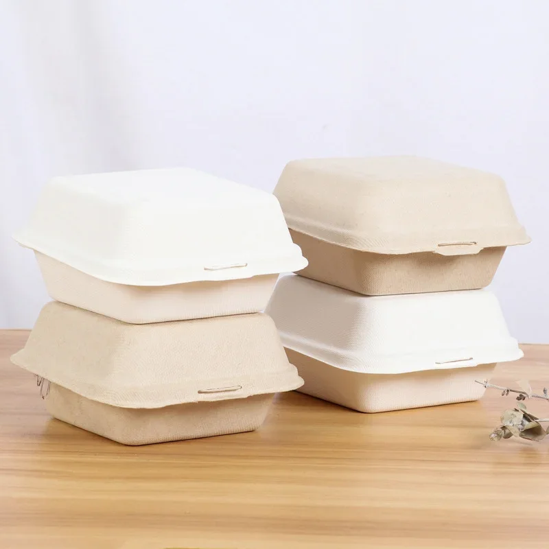 Disposable Biodegradable Hamburger Box Bento Lunch Box Baking Cak Food Containers Dessert Protection Snack box 10/20PCS