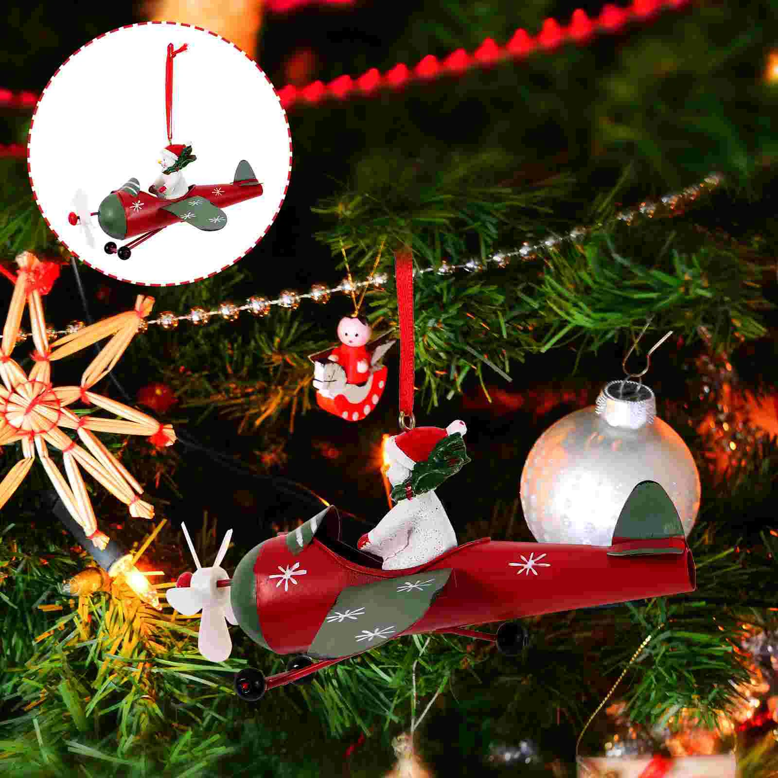 

Christmas Tree Nordic Iron Aircraft Ornament Elder Goodies Santa Airplane Decoration