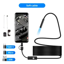 Waterproof LED Mini Endoscope Camera with 3-in-1 USB Connection - 1m (7mm soft cable)