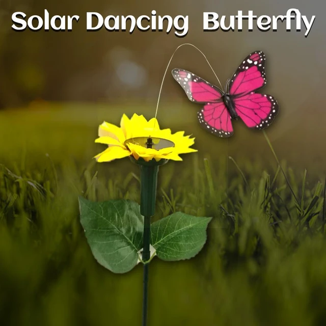 Solar Powered Flying Fluttering Fake Butterfly Yard Garden Stake Ornament  Decor Artificial Butterfly Yard Plant Lawn Decorations