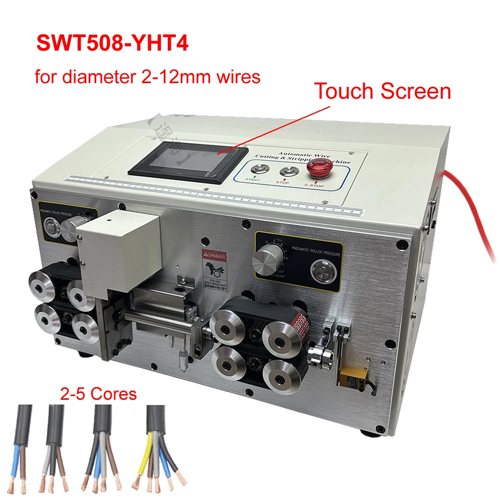 

2/3/4/5 Cores Cable Sheath Peeling Stripping Cutting Machine SWT508-YHT4 Double Round Wire Stripper Cutter for Wire 2-12mm