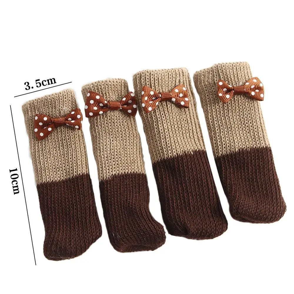 4Pcs/lot Table Leg Cover Cloth Floor Protection Knitting Wool Socks