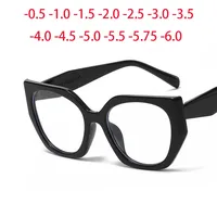 Trendy Women's Black Frame Cat Eye Eyeglasses with Square Frame and Prescription Option  -0.5 -1.0 -2.0 -3.0 -4.0 to -6.0 1