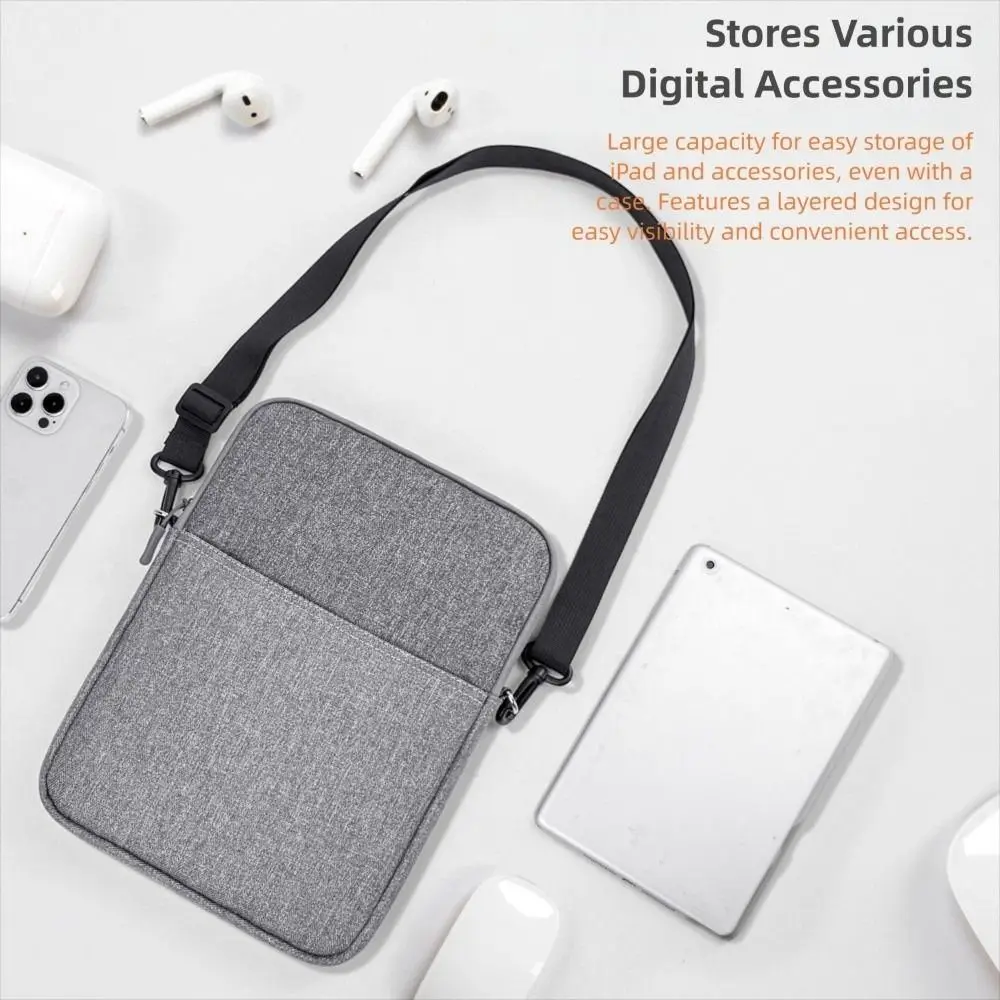 9-13.3 inch Tablet Sleeve Bag with Shoulder Strap Large Capacity eReader Storage Bag Shockproof for Samsung/Huawei/Xiaomi/Kindle