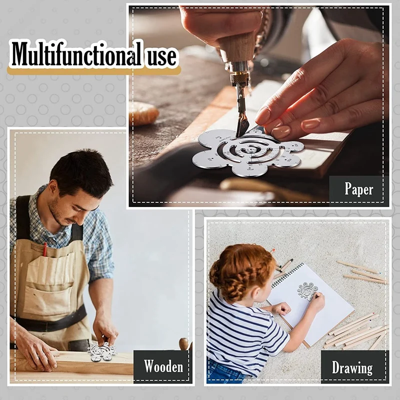 Round Leather Cutting Tools Metal Corner Cutting Ruler Circle For DIY Leathercraft Working Drawing Leather Projects