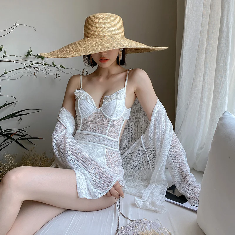 

New One-piece Swimsuit Women Sexy Lace Backless Swimsuit Women One-piece Blouse Two Pieces Sset Skinny Korean Ins Swimsuit