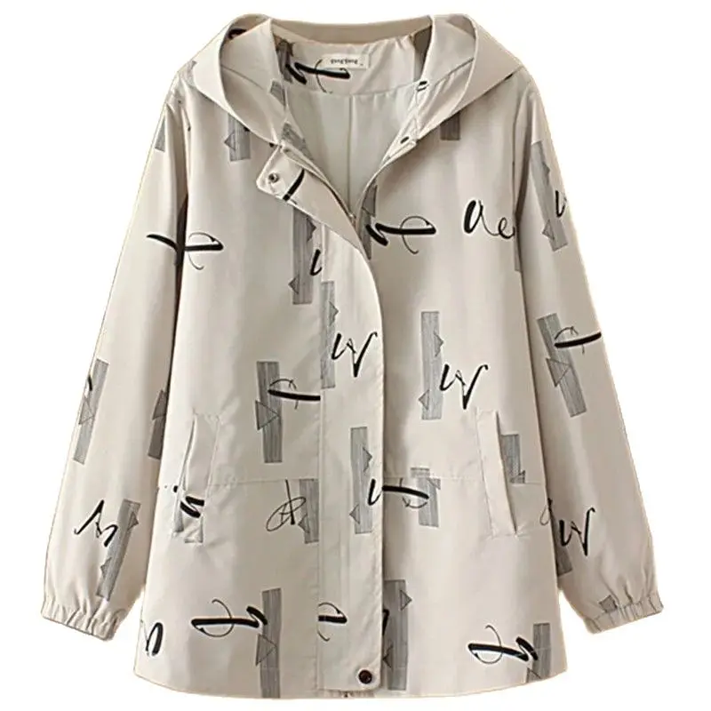 

Large Size Women's Hooded 2023 Autumn And Winter New Loose Western Style Slim Fashion Print Casual Upper Garment Women