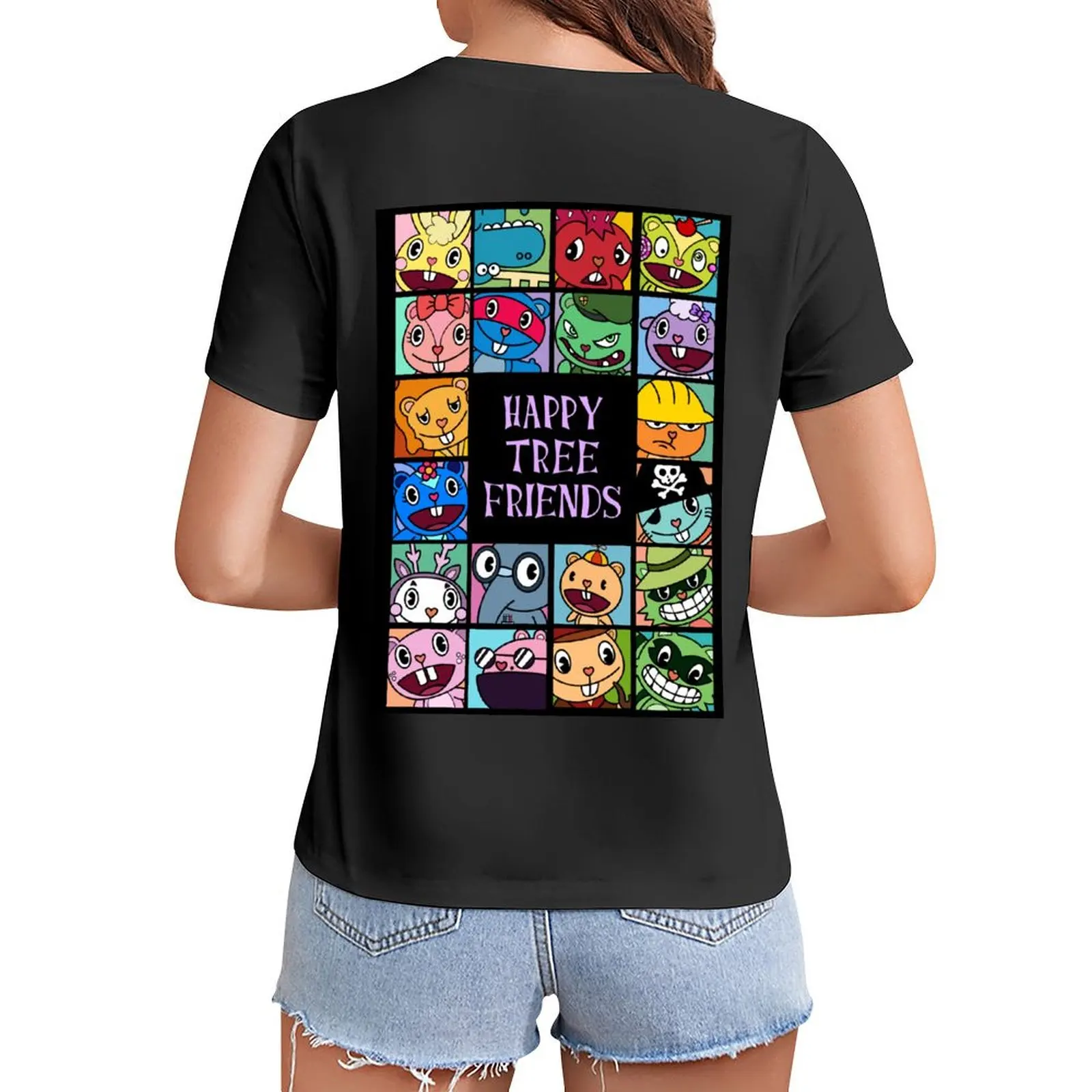 

Happy Tree Friends T-Shirt vintage clothes lady clothes anime clothes animal prinfor Summer Women's clothing
