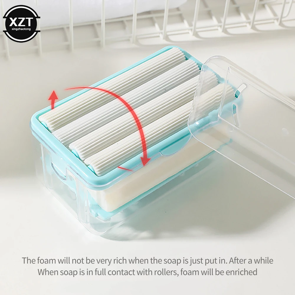 Description Picture 6 of itemSoap Dish Holder Multifunctional Soap Box Bathroom Roller Type Laundry Soap Drain Box Non-slip Foam Bubbler for Washing Cleaning