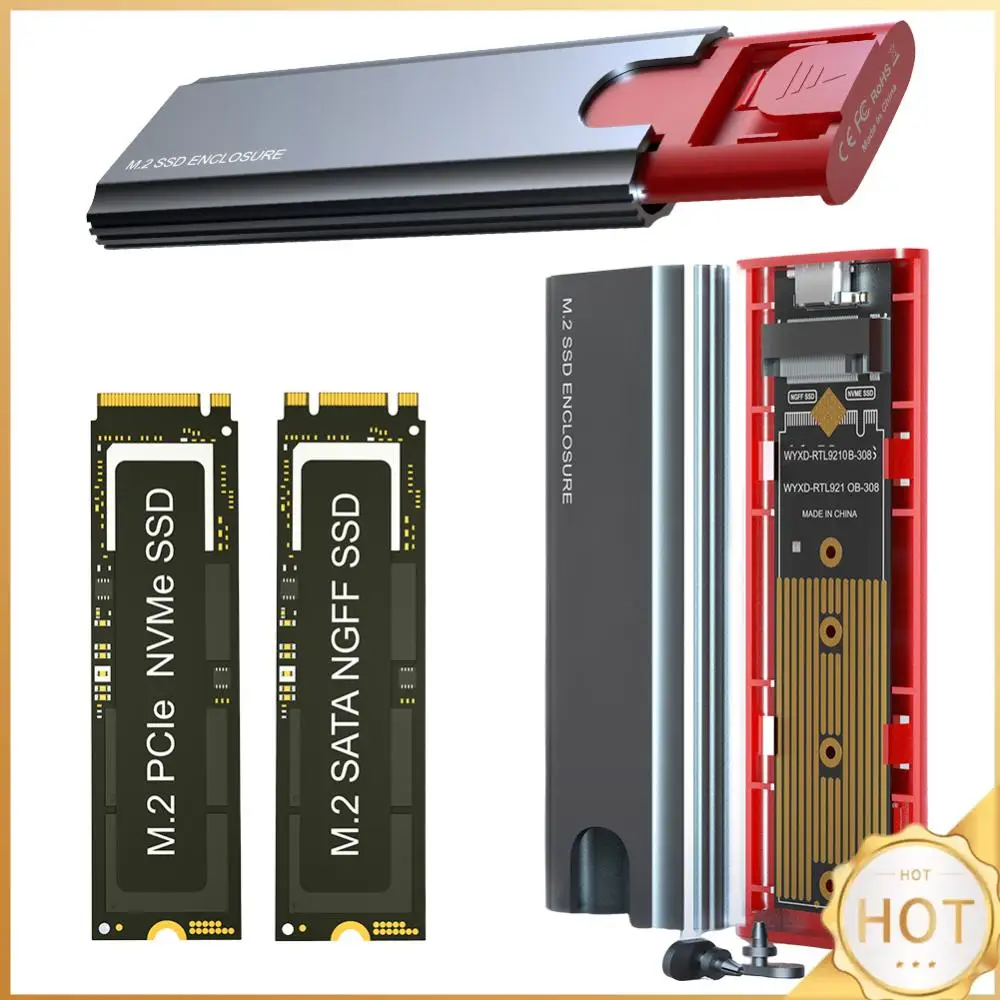 M.2 NGFF NVME SSD 인클로저 외부 케이스 USB3.1 Gen2 하드 드라이브 인클로저 NVME/SATA SSD 2242/2260/2280용 10Gbps SSD 디스크 박스