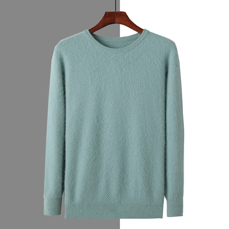 

Autumn and winter 100% pure mink O-neck men's sweater thickened fashion warm knitted mink sweater