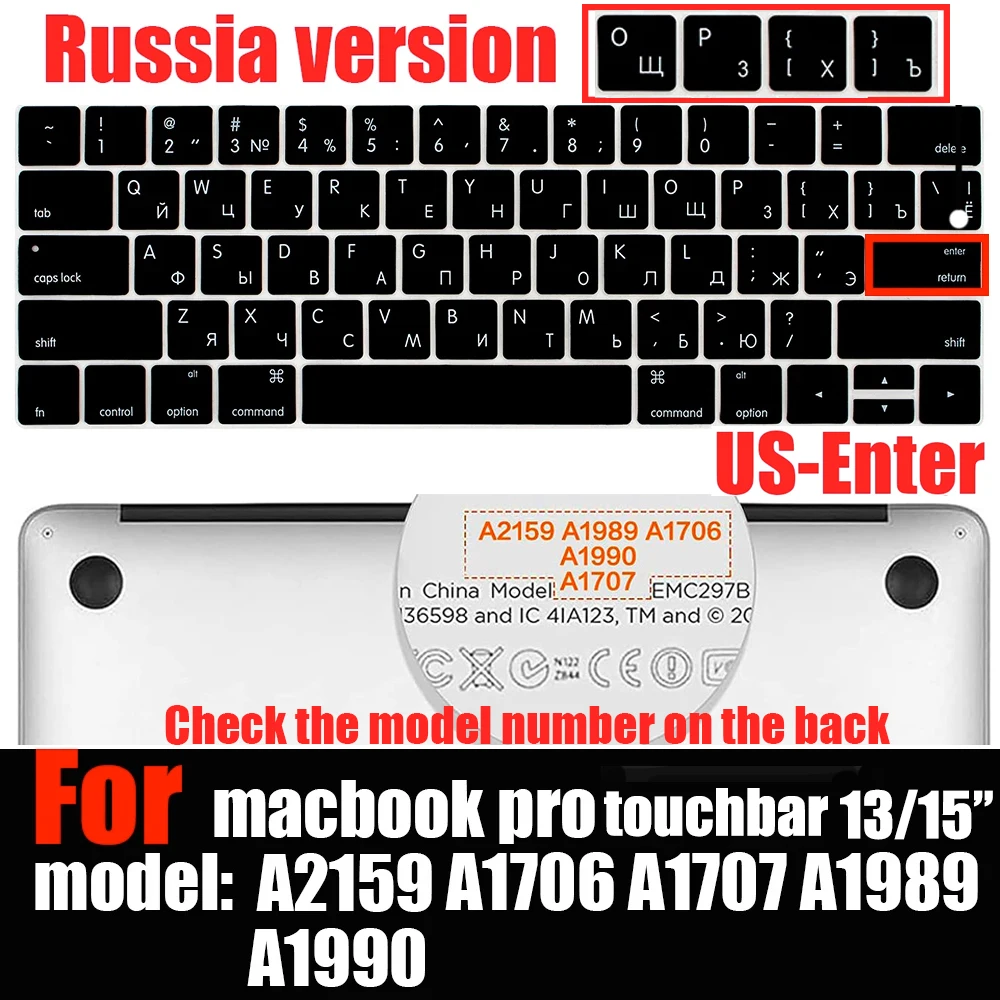 Premium Silicon Keyboard Cover for MacBook Pro Touch Bar - Soft & Durable Protection