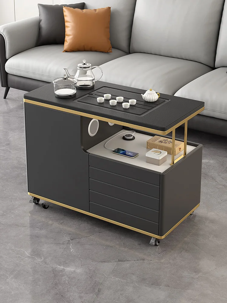 

Mobile tea table, small household type, fire roasted stone tea table, kung fu tea table, balcony, small tea cart