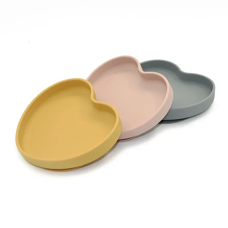 Baby Safe Silicone Sucker Dining Plate Love Shape Cartoon Children Dishes Suction Toddle Training Tableware Baby Feeding Plate 6