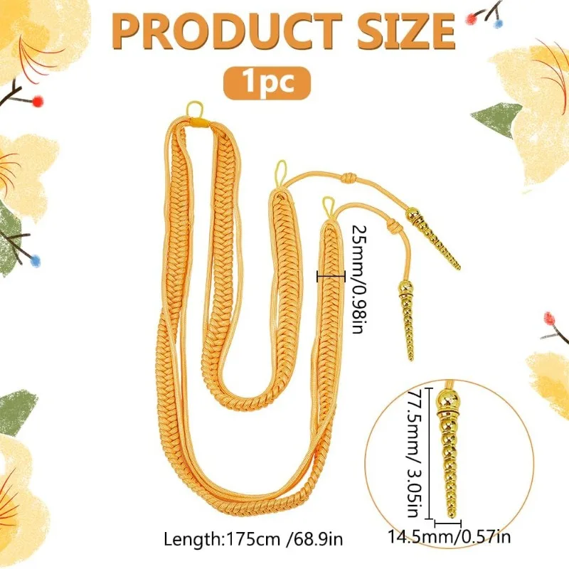 Golden Aiguillettes Cord Army Shoulder Aiguillette Wire Cord clothing accessories for Uniform Cosplay Costume DIY Clothes Decoration 1 pc