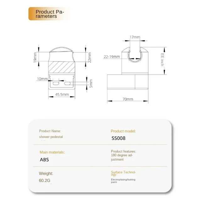 ที่วางฝักบัวฝักบัวมือสากลปรับได้รางฝักบัวเต็มตัวที่วางฝักบัวที่แขวนฝักบัวหมุนมั่นคง 3