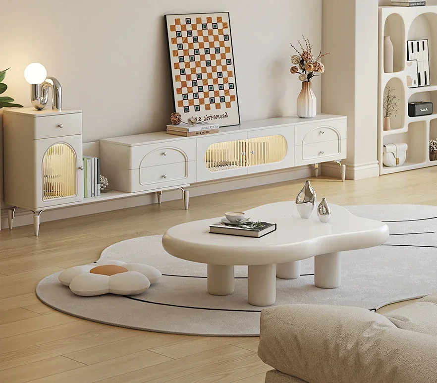 

Telescopic TV Cabinet Coffee Table Combination Simple Modern Small Living Room Home Storage Lockers