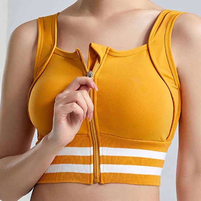 

Женские беговые амортизирующие бюстгальтеры со стальными кольцами и присборенной спиной, нижнее белье для фитнеса, Быстросохнущий жилет для йоги, спортивный бюстгальтер на молнии спереди