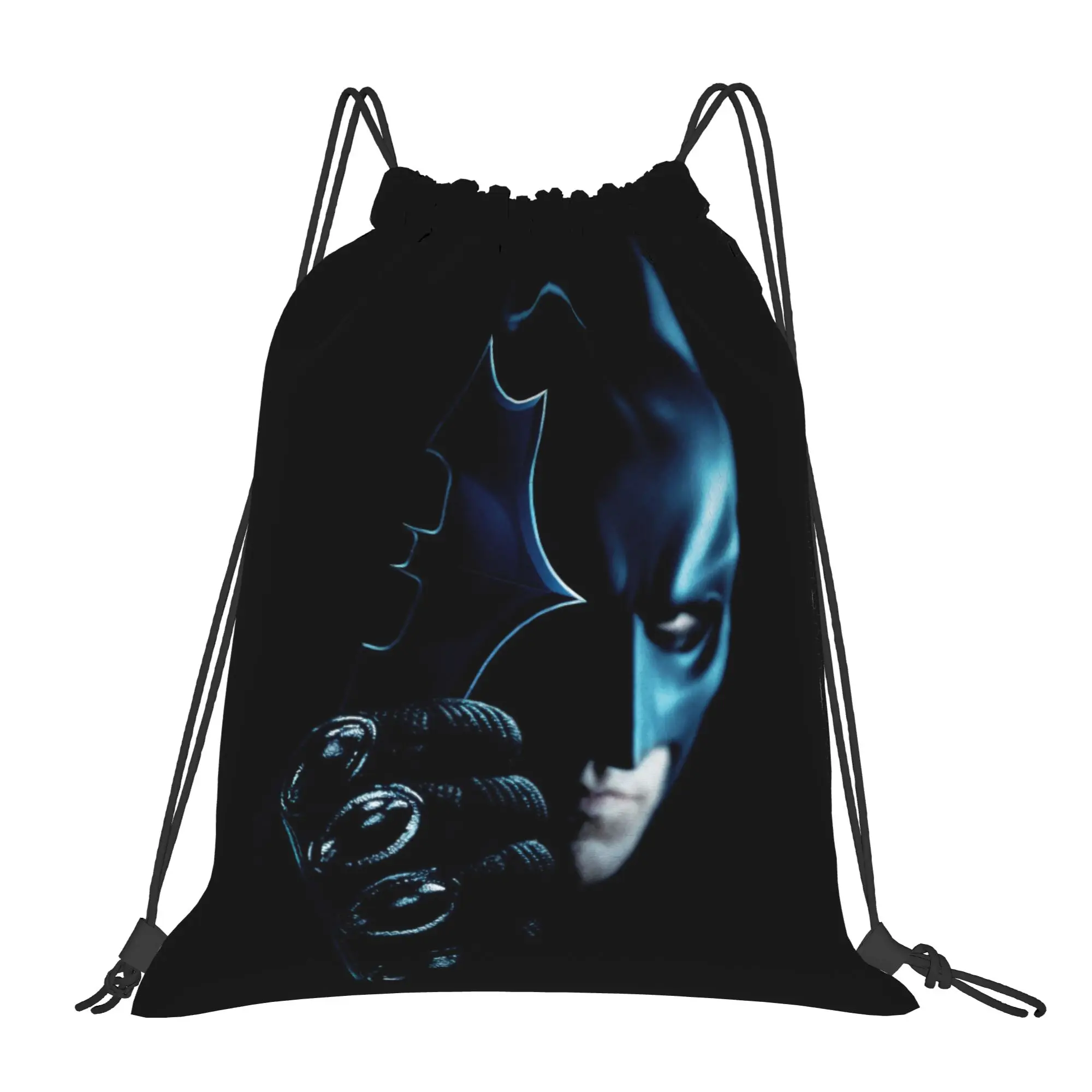 Iconic Batman Logo Drawstring Backpack - Water-Resistant Gym and Travel Sackpack