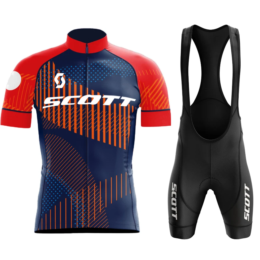Scott-homens manga curta ciclismo jersey set, roupas de bicicleta, bike maillot, shorts babador, 2023 4