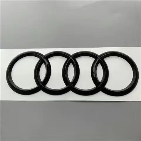 AUDI S4 2020-2024 4 링 로고 ABS 블랙 자동차 후드 전면 그릴 엠블럼 후면 트렁크 배지 스티커 S4 엠블럼 V6T 스티커 액세서리