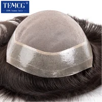 Fine Mono With Soft Pu Toupee Men Wig 100%  Human Hair Breathable Male Hair Prosthesis Capillary Male Wig Exhuast Systems 2