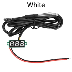 High - Precision Waterproof Metal Temperature Sensor with LED Display and 1M Cable, DC 4~28V, -50℃~125℃ Range (White)