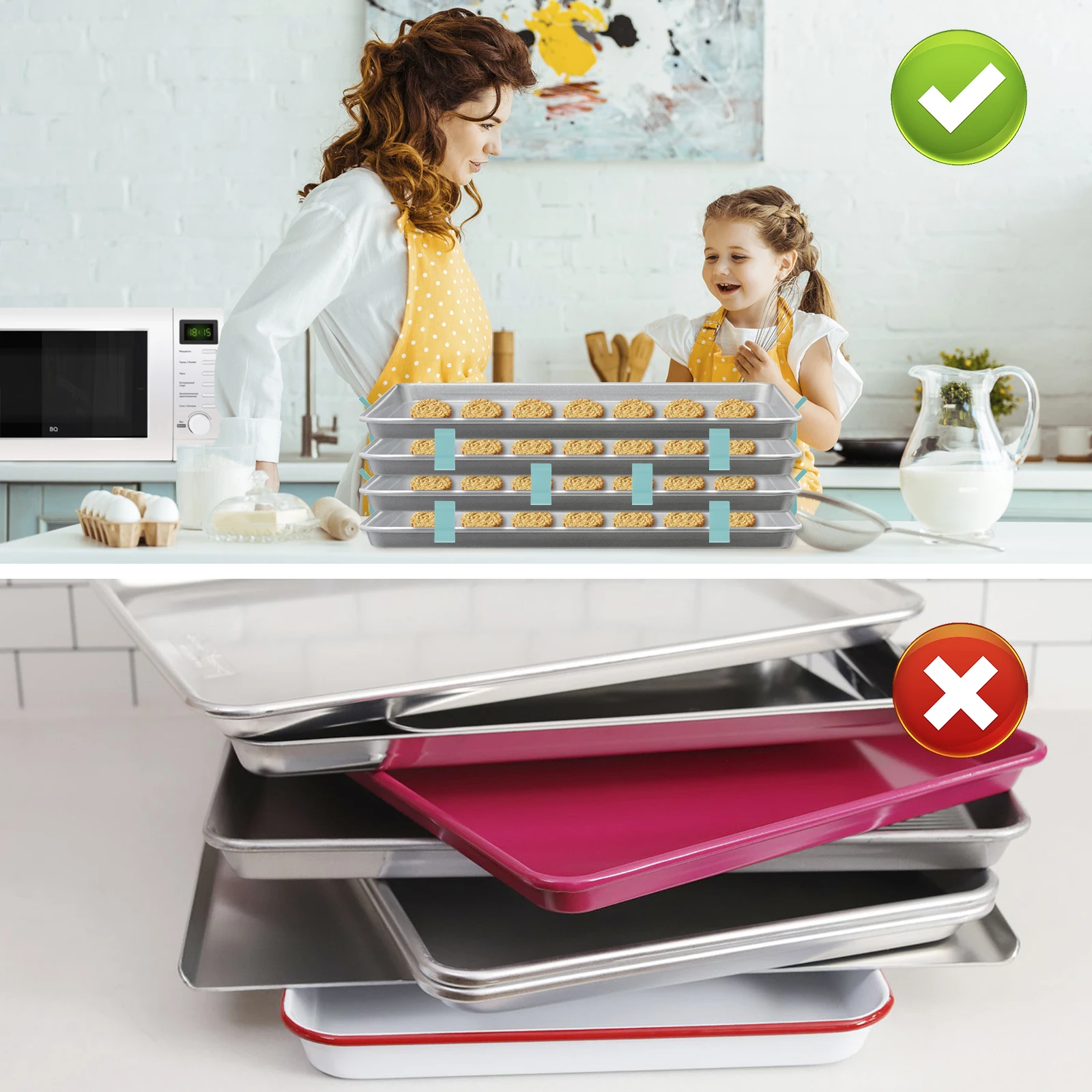 16Pcs Baking Sheet Stackers Set Space-Saving Tray Stackers